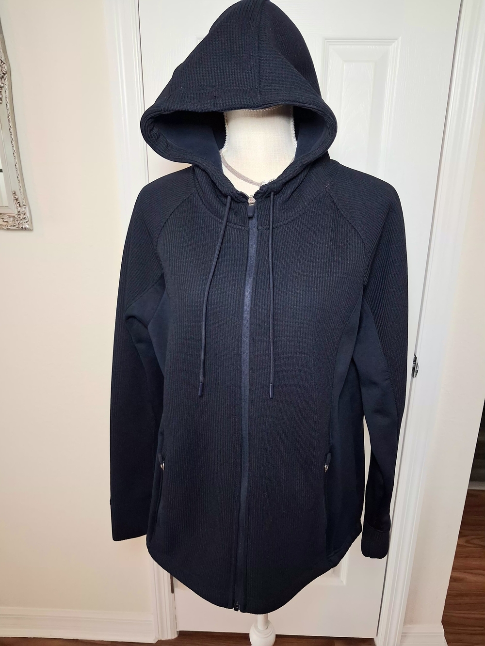 Swiss Tech Navy Full Zip-Up Hooded Utility Jacket Youth Size XL 16/18